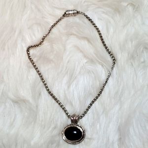 Boutique silver and black necklace